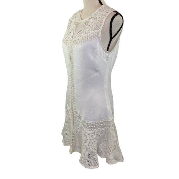 ENGLISH FACTORY WHITE LACE SLEEVELESS A LINE MINI DRESS MEDIUM - Picture 6 of 13